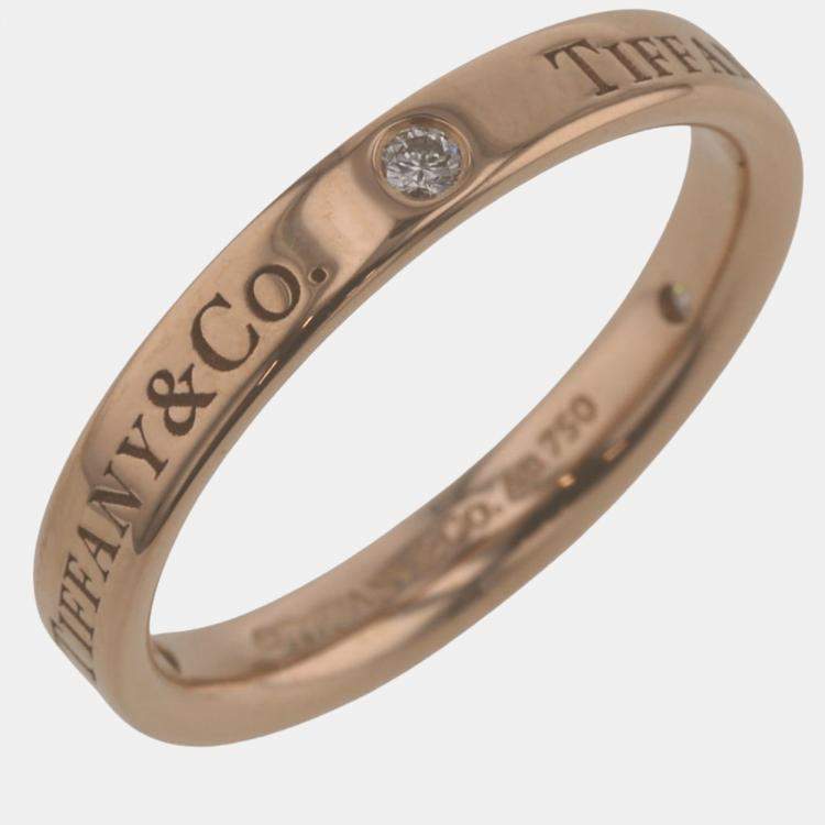 Tiffany & Co. Tiffany Logo Essential Band 18K Rose Gold Diamond Ring EU ...