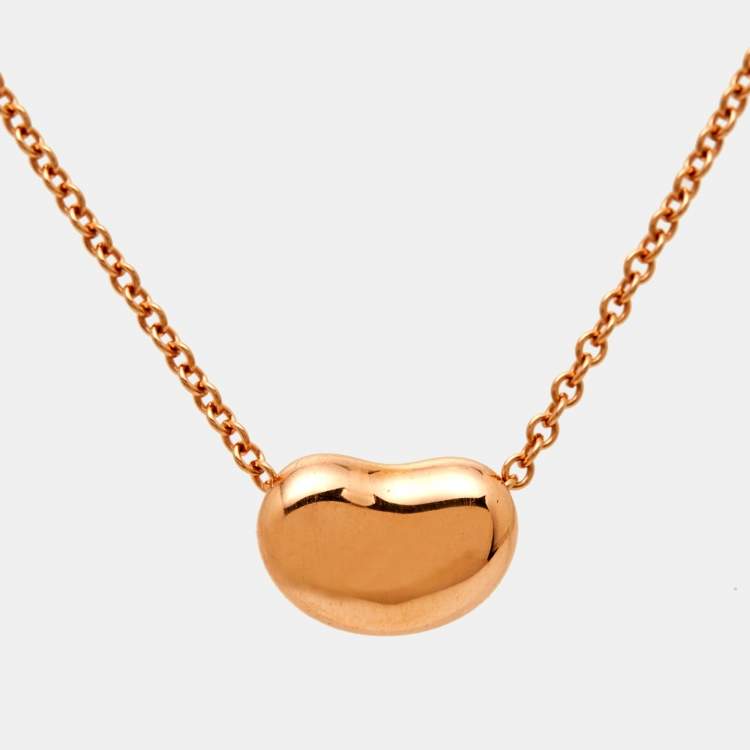 Pre Owned Tiffany & Co. Elsa Peretti Bean Design 18K Rose Gold Pendant Necklace 