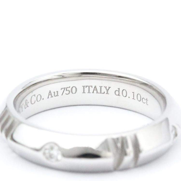 Pre Owned Tiffany & Co. Atlas X Closed Narrow 18K White Gold Diamond Ring EU 49