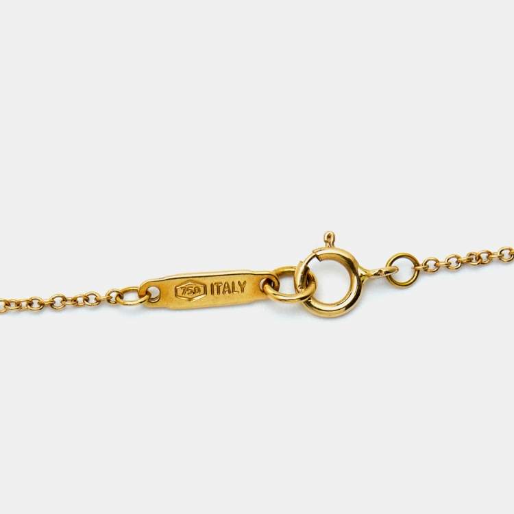 Pre Owned Tiffany & Co. Atlas Diamond 18k Yellow Gold Open Pendant Necklace