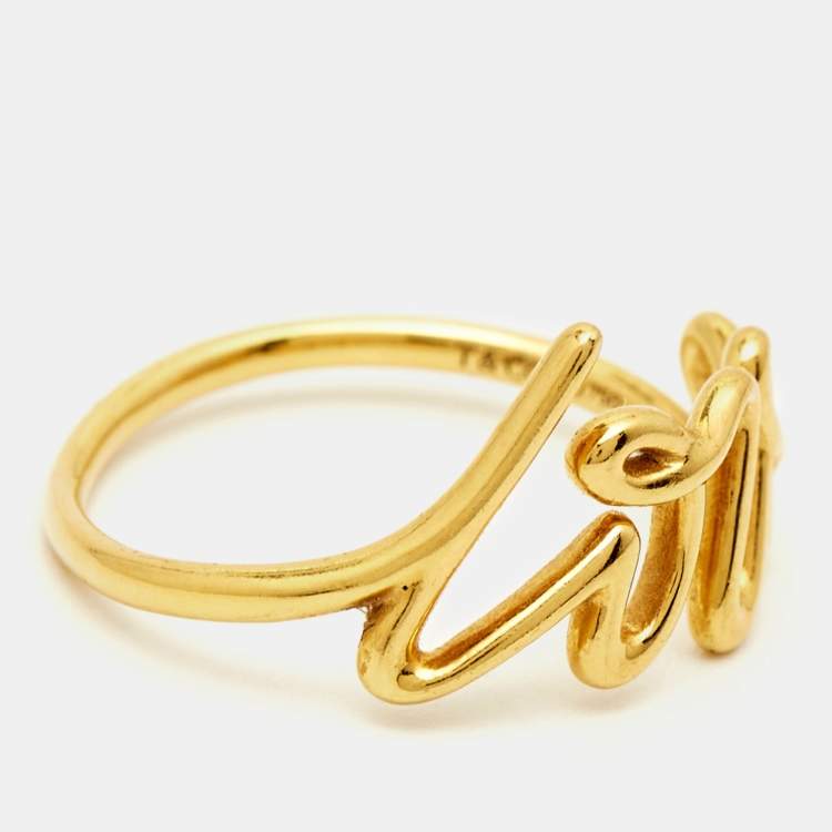 Pre Owned Tiffany & Co.  Paloma Picasso Love 18k Yellow Gold Ring Size 53