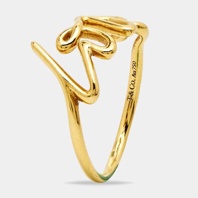 Pre Owned Tiffany & Co.  Paloma Picasso Love 18k Yellow Gold Ring Size 53