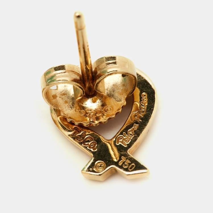 Pre Owned Tiffany & Co. Paloma Picasso Open Heart 18k Yellow Gold Earrings