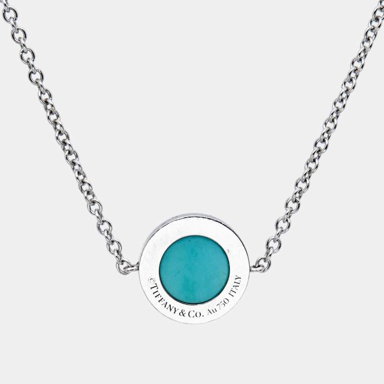 Pre Owned Tiffany & Co. Tiffany T Turquoise Diamond 18k White Gold Bracelet