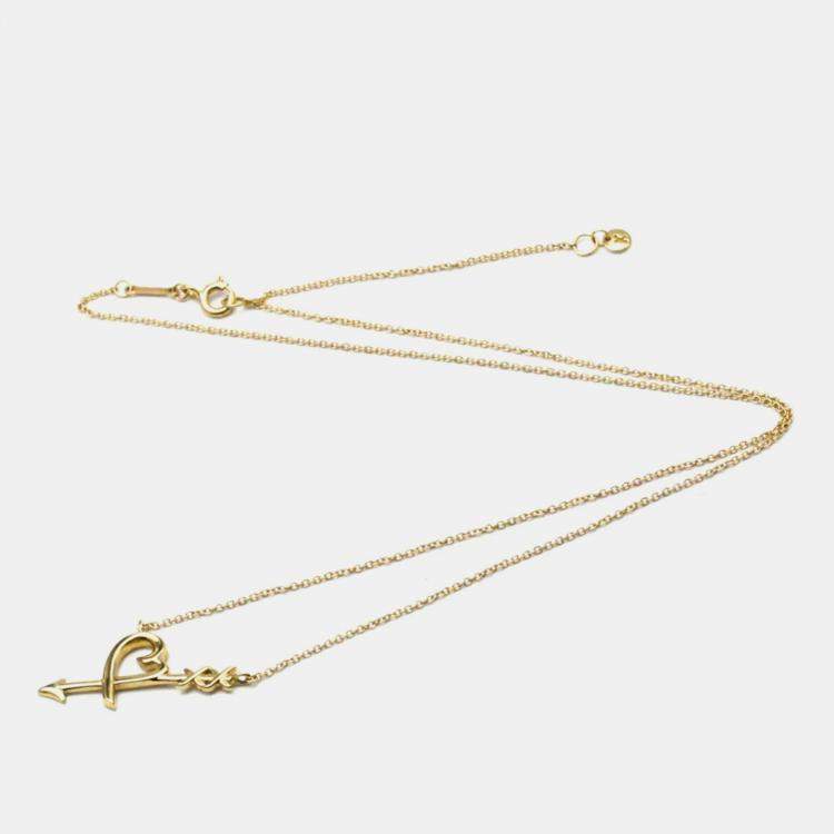 Pre Owned Tiffany & Co. Paloma Picasso Heart Arrow Graffiti 18K Rose Gold Necklace