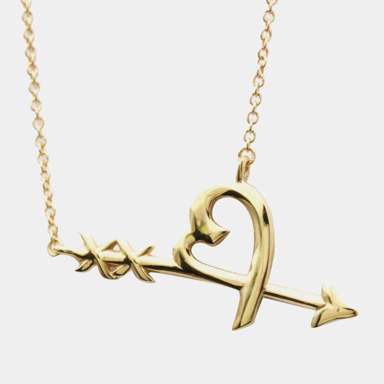 Pre Owned Tiffany & Co. Paloma Picasso Heart Arrow Graffiti 18K Rose Gold Necklace