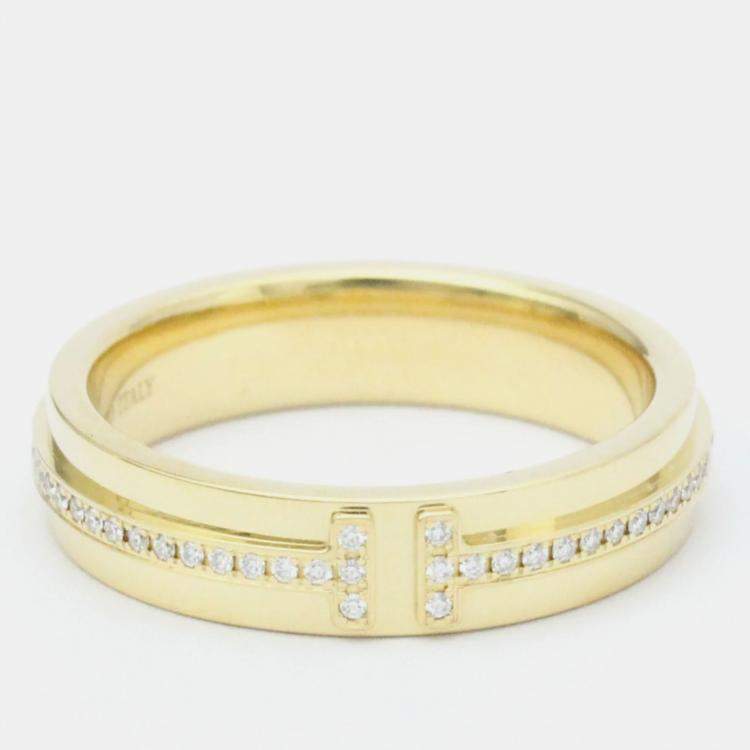 Tiffany & Co. Tiffany T Narrow 18K Yellow Gold Diamond Ring EU 52 ...