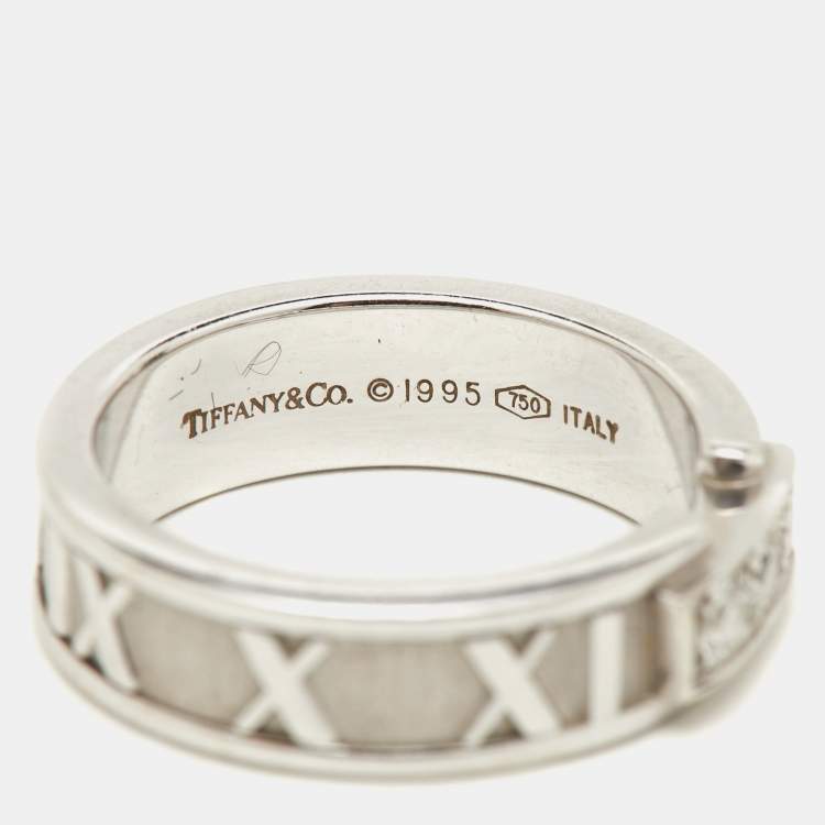 Pre Owned Tiffany & Co. Atlas Diamond 18K White Gold Band Ring 50