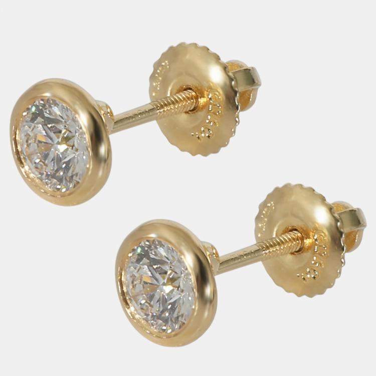 Pre Owned Tiffany & Co Diamonds by the Yard Stud Earring in 18K Yellow Gold H VVS1 0.71CTW