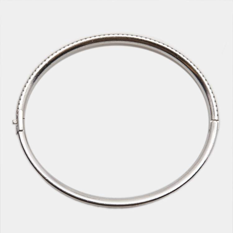 Pre Owned Tiffany & Co. Tiffany Metro Three Row Diamonds 18k White Gold Bracelet