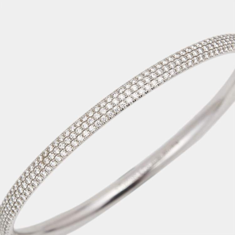 Pre Owned Tiffany & Co. Tiffany Metro Three Row Diamonds 18k White Gold Bracelet
