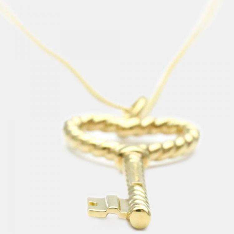 Pre Owned Tiffany & Co. Twisted heart key 18K Yellow Gold Necklace 