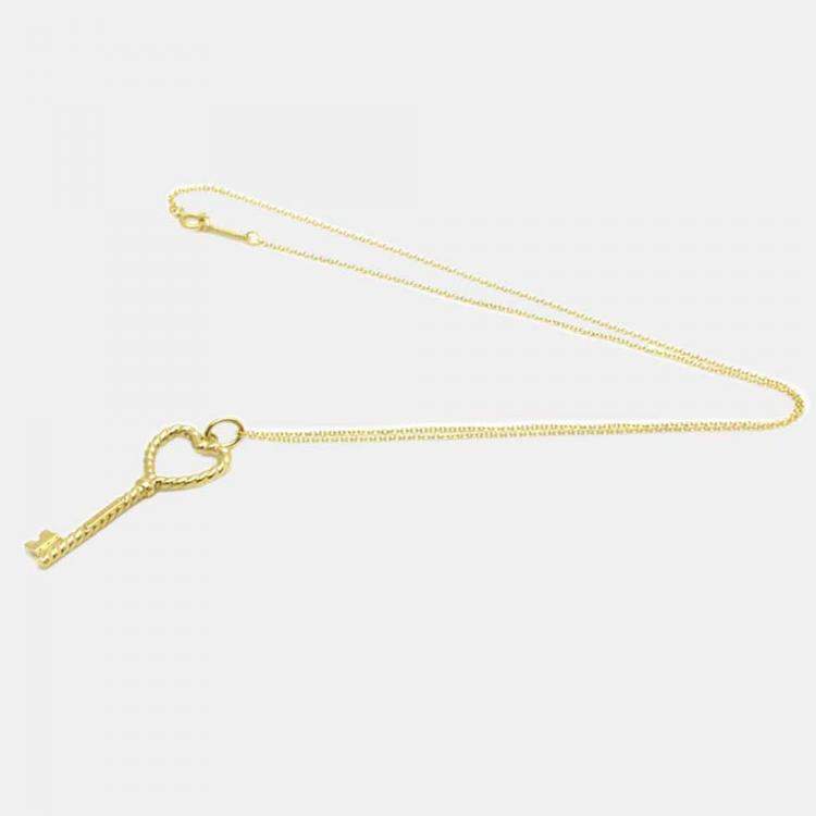 Pre Owned Tiffany & Co. Twisted heart key 18K Yellow Gold Necklace 