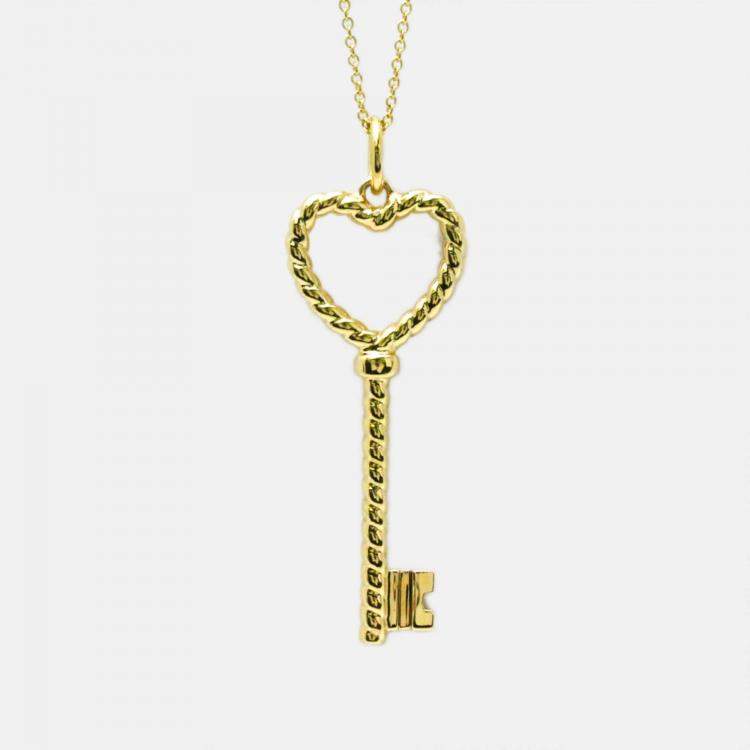 Pre Owned Tiffany & Co. Twisted heart key 18K Yellow Gold Necklace 