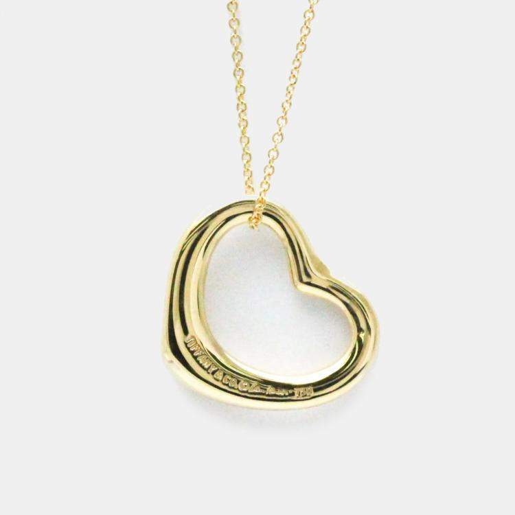 Pre Owned Tiffany & Co. 18K Yellow Gold Open Heart Pendant Necklace