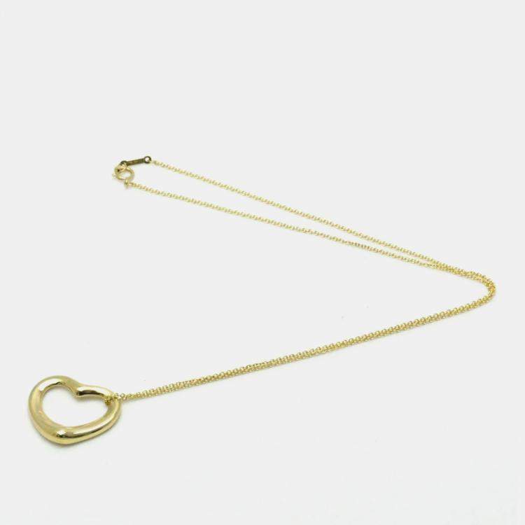 Pre Owned Tiffany & Co. 18K Yellow Gold Open Heart Pendant Necklace