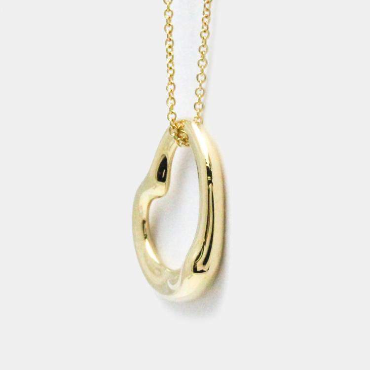 Pre Owned Tiffany & Co. 18K Yellow Gold Open Heart Pendant Necklace