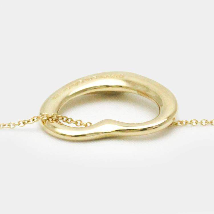 Pre Owned Tiffany & Co. 18K Yellow Gold Open Heart Pendant Necklace