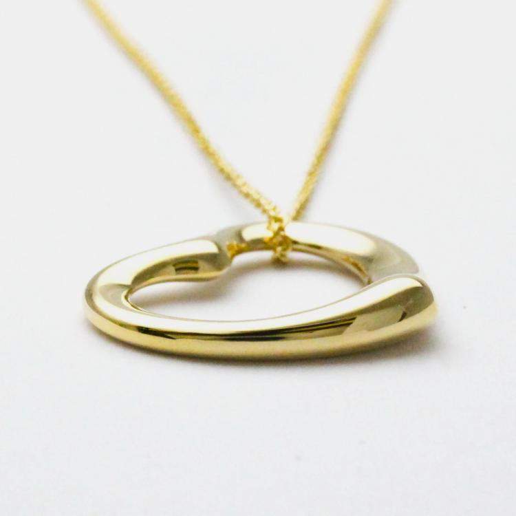 Pre Owned Tiffany & Co. 18K Yellow Gold Open Heart Pendant Necklace
