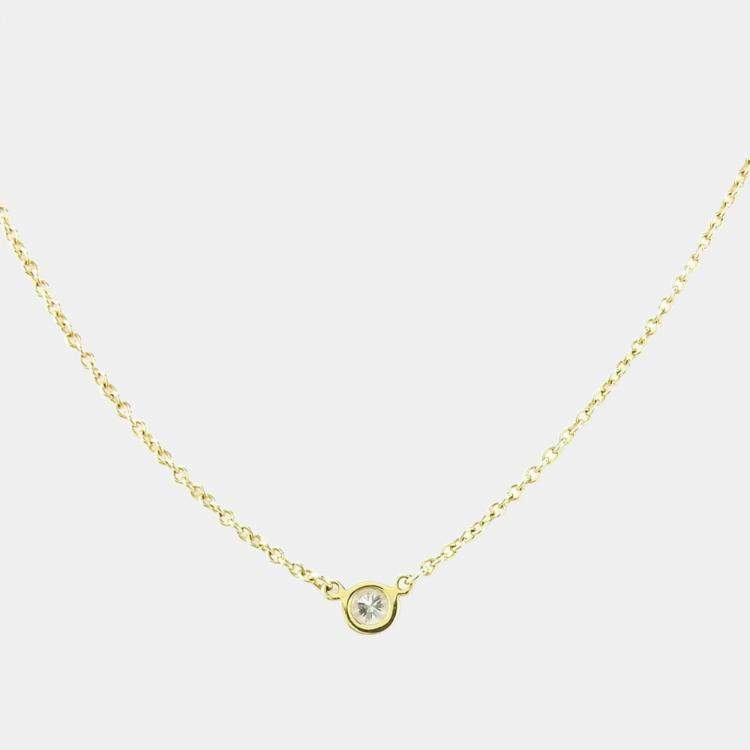 Pre Owned Tiffany & Co. 18K Yellow Gold and Diamond Elsa Peretti Diamonds By The Yard Pendant Necklace