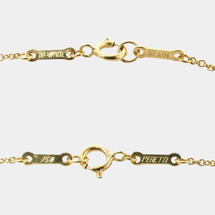 Pre Owned Tiffany & Co. 18K Yellow Gold and Diamond Elsa Peretti Open Heart Pendant Necklace