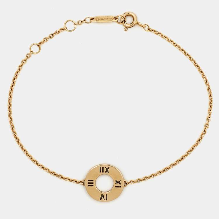 Pre Owned Tiffany & Co. Atlas Pierced Diamond 18K Rose Gold Bracelet