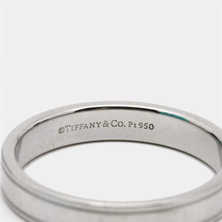 Pre Owned Tiffany & Co. Together Double Milgrain Platinum Band Ring Size 62