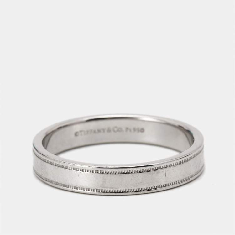 Pre Owned Tiffany & Co. Together Double Milgrain Platinum Band Ring Size 62