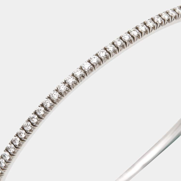 Pre Owned Tiffany & Co. Tiffany Metro Hinge Diamond 18k White Gold Bracelet SM