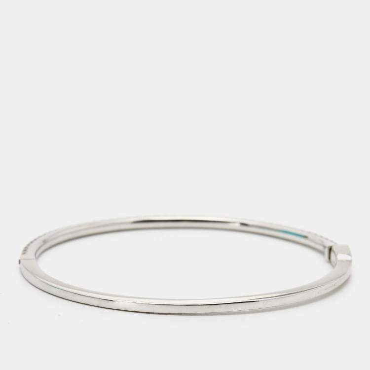 Pre Owned Tiffany & Co. Tiffany Metro Hinge Diamond 18k White Gold Bracelet SM
