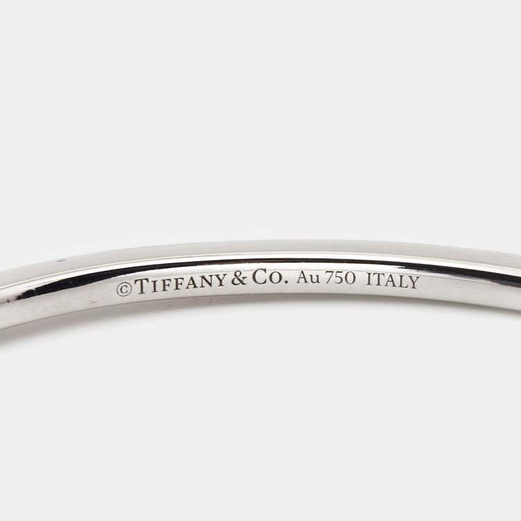 Pre Owned Tiffany & Co. Tiffany Metro Hinge Diamond 18k White Gold Bracelet SM