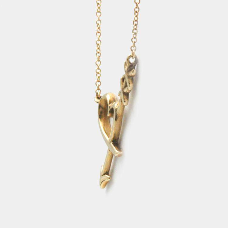 Pre Owned Tiffany & Co. 18K Rose Gold Paloma Picasso Heart Arrow Pendant Necklace