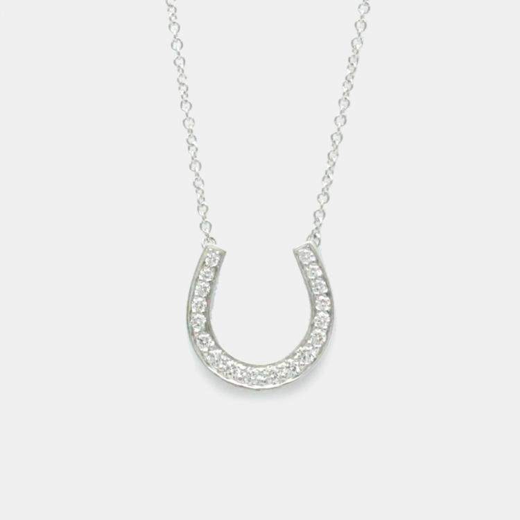 TIFFANY 18K White Gold Diamond Horseshoe Necklace | Horseshoe necklace, Horseshoe  pendant, White gold pendants