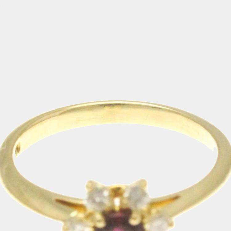 Pre Owned Tiffany 18K Yellow Gold and Diamond Buttercup Ring EU 52