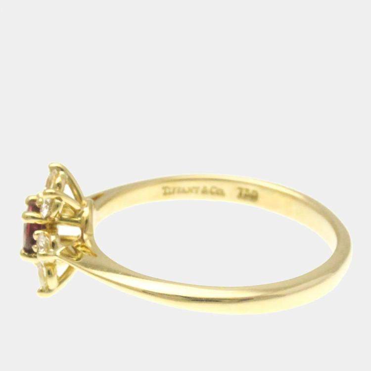 Pre Owned Tiffany 18K Yellow Gold and Diamond Buttercup Ring EU 52