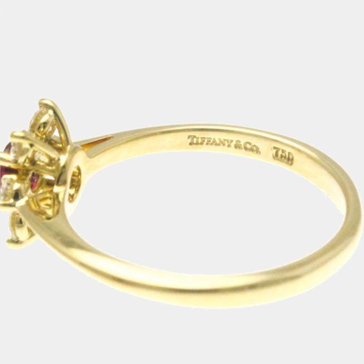 Pre Owned Tiffany 18K Yellow Gold and Diamond Buttercup Ring EU 52