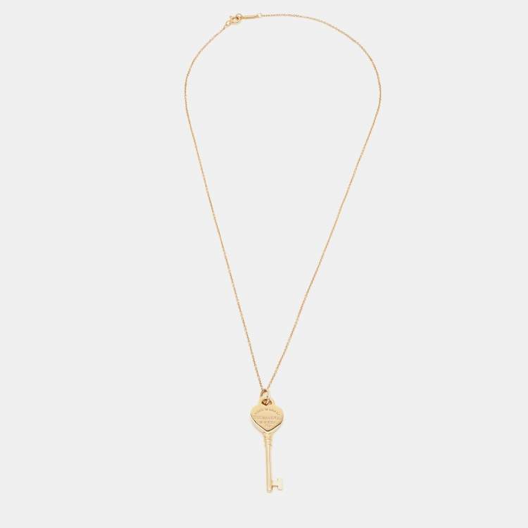 مملوكة مسبقًا Tiffany & Co Return to Tiffany Heart Key 18k Rose Gold Pendant Necklace