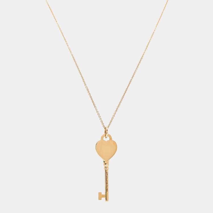 مملوكة مسبقًا Tiffany & Co Return to Tiffany Heart Key 18k Rose Gold Pendant Necklace