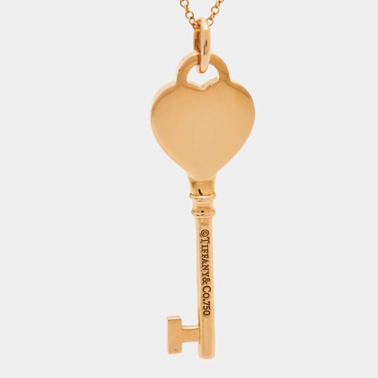 مم لوكة مسبقًا Tiffany & Co Return to Tiffany Heart Key 18k Rose Gold Pendant Necklace