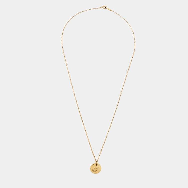 Pre Owned Tiffany & Co. Letter S Round 18k Yellow Gold Necklace