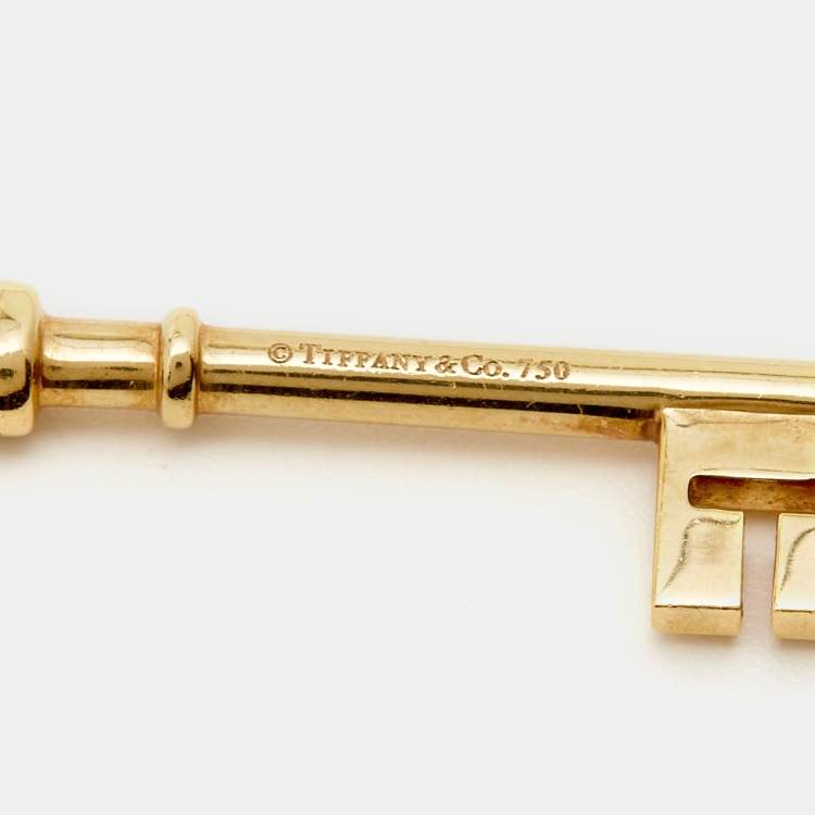 Pre Owned Tiffany & Co. Crown Key Diamond 18k Two Tone Gold Pendant Necklace