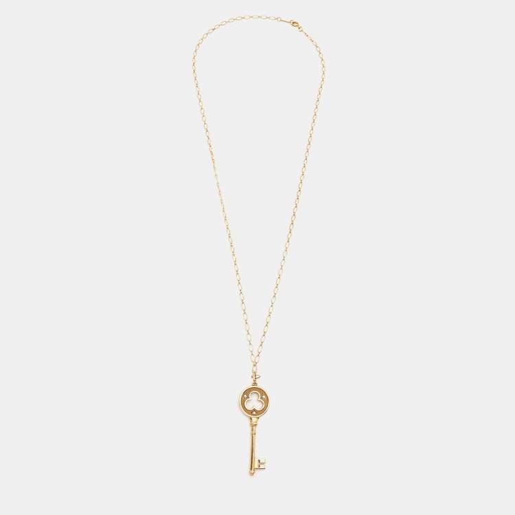 Pre Owned Tiffany & Co. Crown Key Diamond 18k Two Tone Gold Pendant Necklace