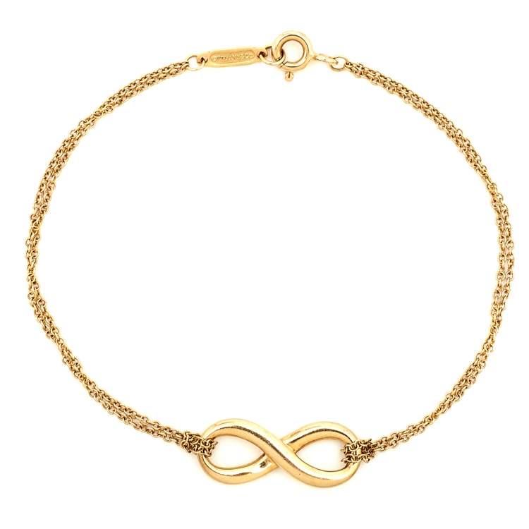 Pre Owned Tiffany & Co. Infinity 18k Yellow Gold Chain Bracelet 