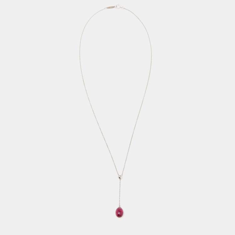 Pre Owned Tiffany & Co. Rainbow Lavalier Tourmaline 18k White Gold Necklace