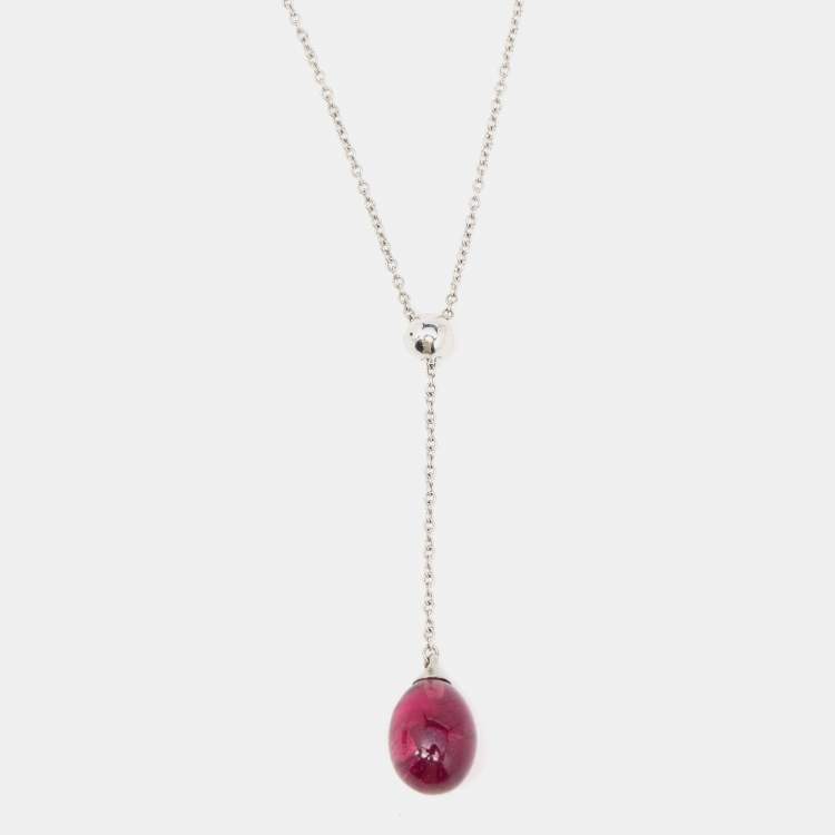 Pre Owned Tiffany & Co. Rainbow Lavalier Tourmaline 18k White Gold Necklace