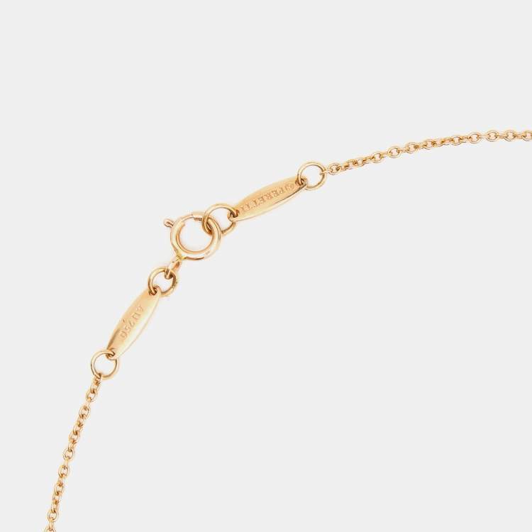 Pre Owned Tiffany & Co. Elsa Peretti Open Heart Diamond 18k Rose Gold Pendant Necklace