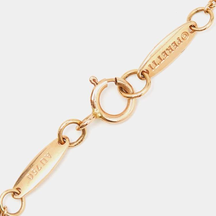 Pre Owned Tiffany & Co. Elsa Peretti Open Heart Diamond 18k Rose Gold Pendant Necklace