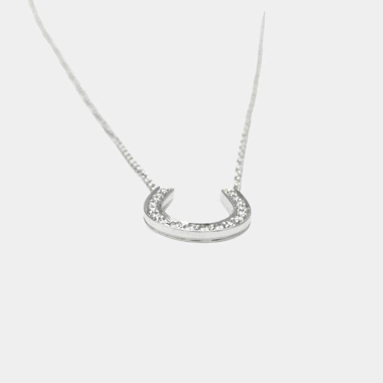 Pre Owned Tiffany & Co. Platinum and Diamond Horseshoe Pendant Necklace