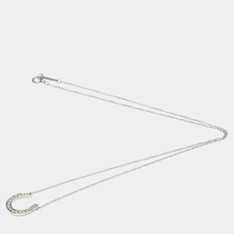 Pre Owned Tiffany & Co. Platinum and Diamond Horseshoe Pendant Necklace