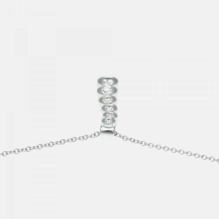 Pre Owned Tiffany & Co. Platinum and Diamond Jazz Drop Pendant Necklace